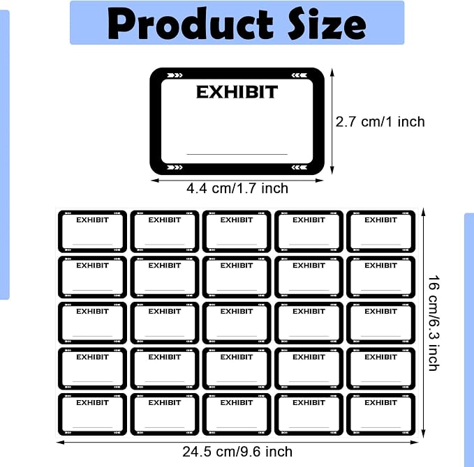 500 Pcs Exhibit Stickers Legal Exhibit Labels 1.65x1 Inches,White | Self adhesive Exhibit Stickers Blank File Folder Tabs for Courts Office Legal Document Folder, Blank Writeable Report Divider