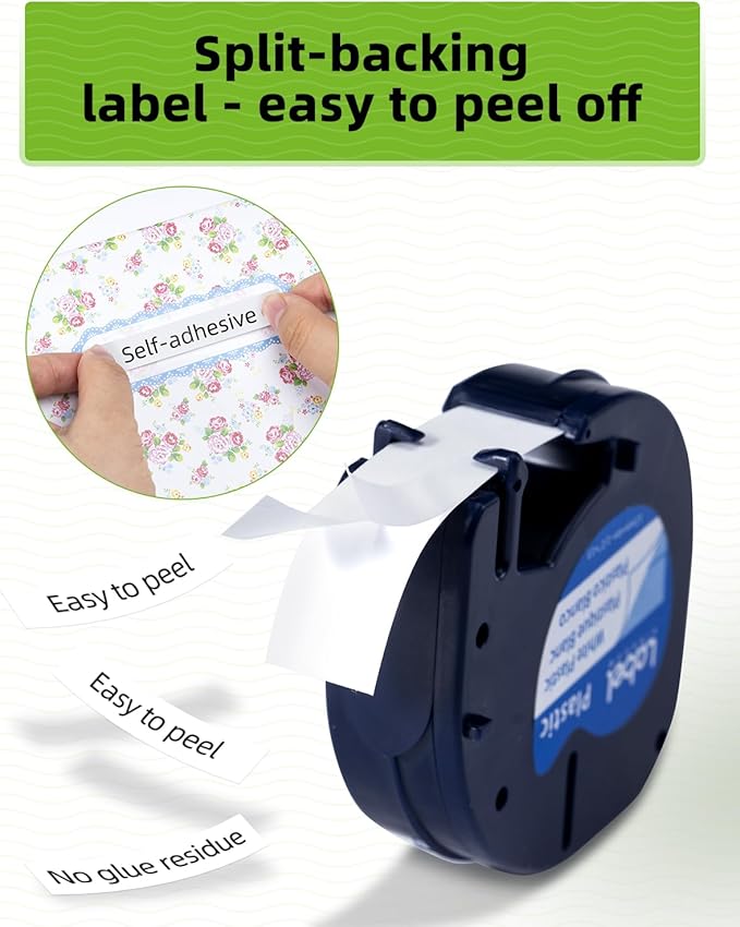 6 Pack 91331 Plastic White Label Tape Compatible with Dymo Letratag Refills 12mm x 4m 1/2" x 13' Label Maker Tape for Letra Tag Printer LT100H LT100T Bluetooth 200B