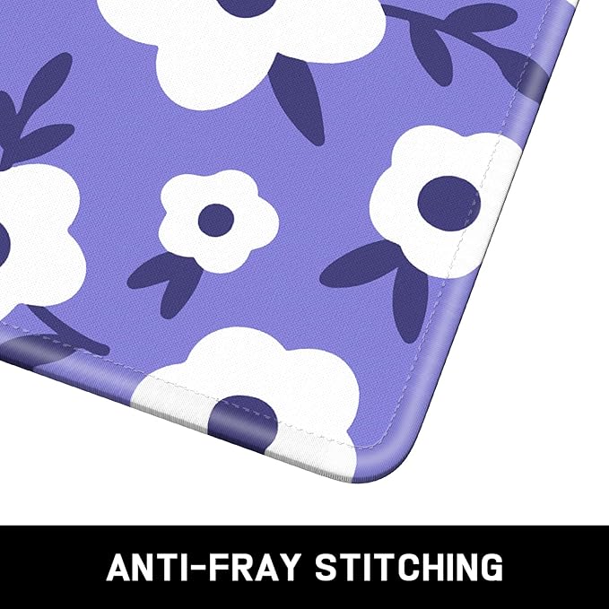 Mouse Pad, Minimalism Marble Style Computer Pad, Anti-Slip Rubber Mouse Mat with Stitched Edges for Gaming, Office, Laptop, PC, Women, 9" x 8" Thick 3 mm, Purple Flower