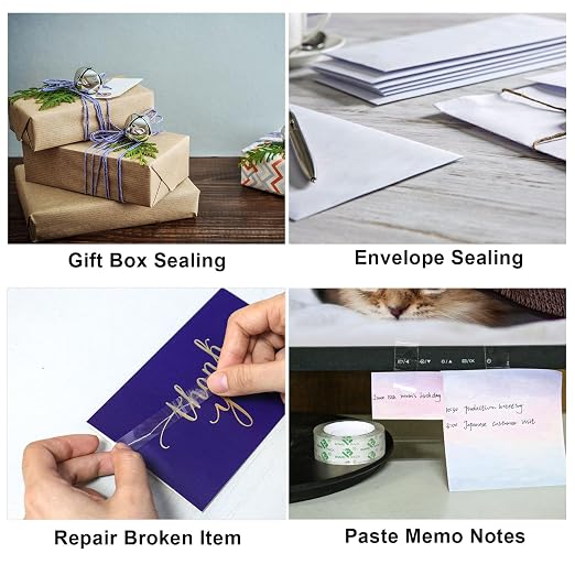 BOMEI PACK 96 Rolls Crystal Clear Transparent Tape, Stationery Tape Refills Rolls for Dispenser, 3/4 in x 900 in,1 inch Core, Gift Wrapping Clear Tape Bulk for Office, School and Home