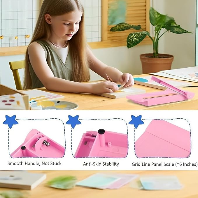 Paper Cutter, Small Paper Trimmer with Safety Guard, Portable Paper Cutter Slider, 5-Sheet Capacity, Guillotine Paper Cutter for Cardstock, Photos, Office, Scrapbooking, School, Studio, Craft