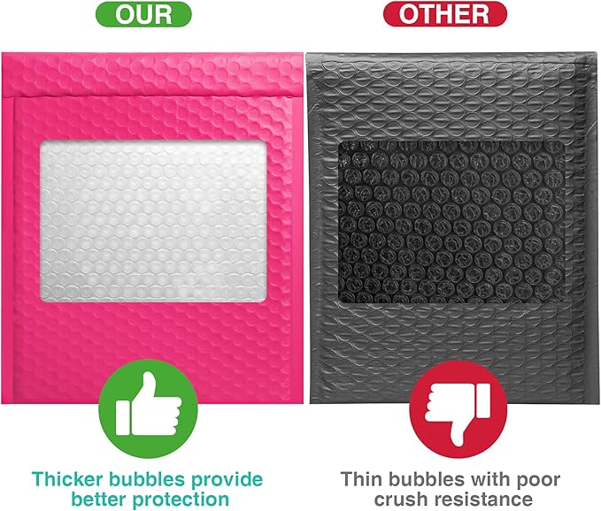Metronic 8.5 x 12 Inch Bubble Mailers 25 Pack Pink Padded Envelopes Self-Seal Bubble Mailer Waterproof Cushioning Padded Mailers for Shipping, Mailing, Packaging, Small Business Supplies, Bulk #2