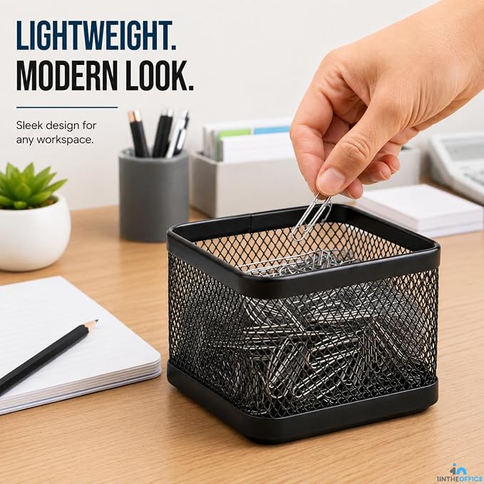 1InTheOffice Mesh Paperclip Holder For desk, Paperclip Holder Desk Accessories Holder (4 Pack)