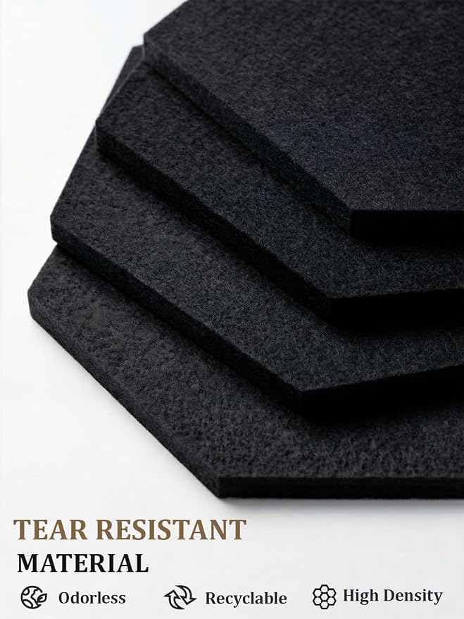 8-Pack Hexagon Felt Bulletin Board Tiles, Cork Board Alternative | For students and teachers creating vision boards in homes, offices, dorms or classrooms; includes 40 tabs and 30 push pins