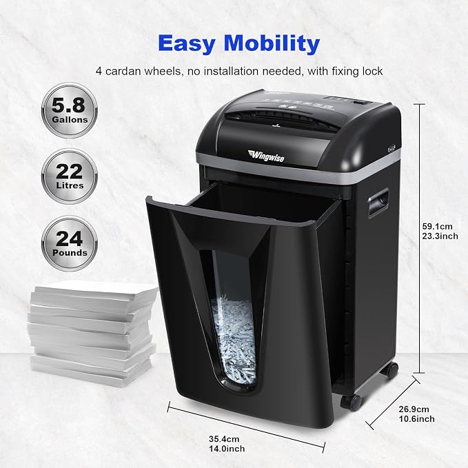 Wingwise Paper Shredder for Home, Cross Cut Credit Card Shredder (15 Sheets)