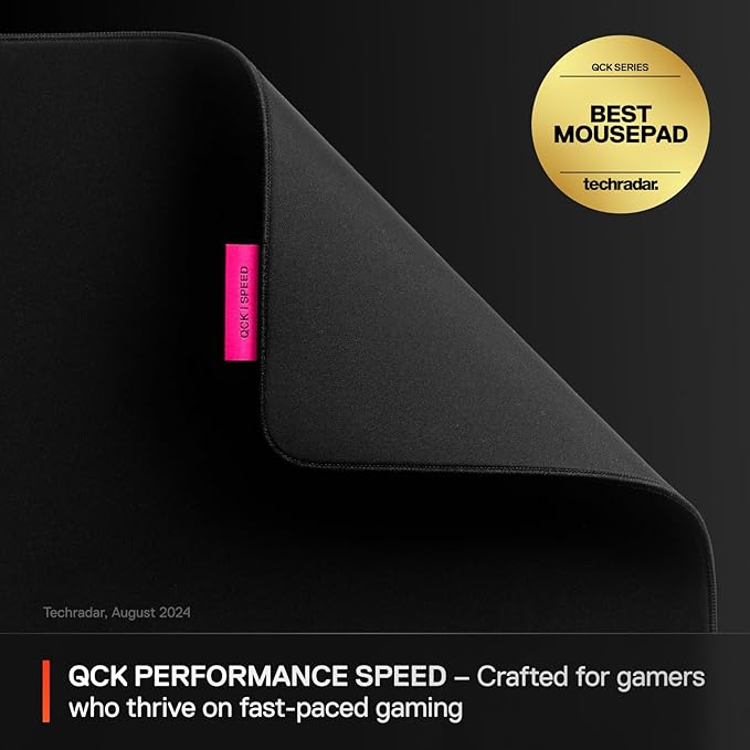 SteelSeries QcK XL Performance Speed Gaming Mousepad — Extra Density for a Smooth Glide — Low-Profile Edge Stitching — Non-Slip Neoprene Rubber Base — 15.75 x 34.43 inch — FPS, MOBAs, RTS, MMO