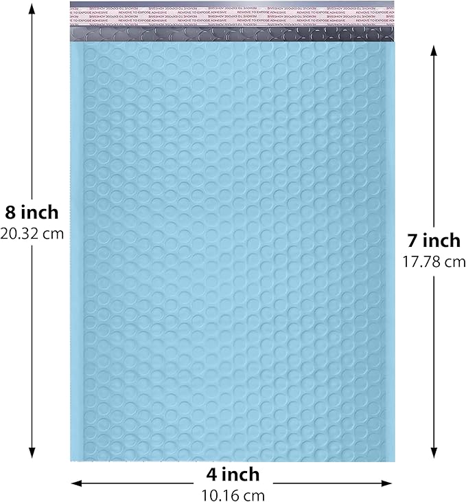 Light Blue Small Bubble Mailers 4x8 Inch #000 | Thick Padded Poly Bubble Mailer Envelopes | Trading card sports Card Bubble Envelopes | Mailing Envelopes | Water & Tear Resistant | 1000 Pack Bulk