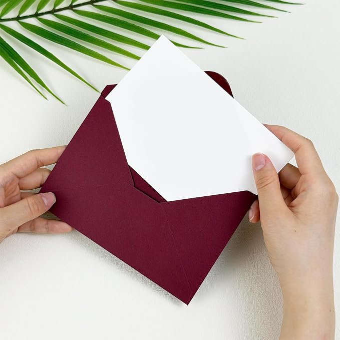 50 PCS Burgundy Colorful A4 Envelopes,4x6 Envelopes for Invitations | 4x6 Envelopes for Greeting Cards, Great for Invitations, Wedding Invitation, Birthday, Baby Shower, Graduation