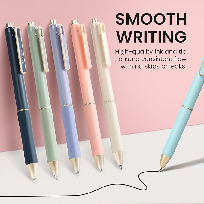 Taja 24 Pack Aesthetic Highlighters and Gel Pens Set, 12 No-Bleed Pastel Highlighters and 12 Black Ink Pens for Bible Study, Journaling, School and Office Supplies