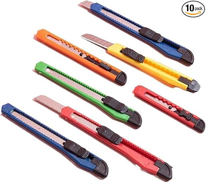 10 PCS Box Cutter Retractable Premium Utility Knife Box Opener for Cutting Carboard, Boxes Office, Craft, Paper Knife, Disposable Box Opener