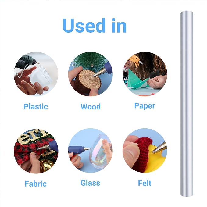 Metallic Silver Hot Glue Sticks Mini, 72pcs 3.93 x 0.27 in Mini Hot Glue Melt Sticks, Small Adhesive Glue Sticks for Wax Sealing Stamp DIY Art Crafts Decoration Card