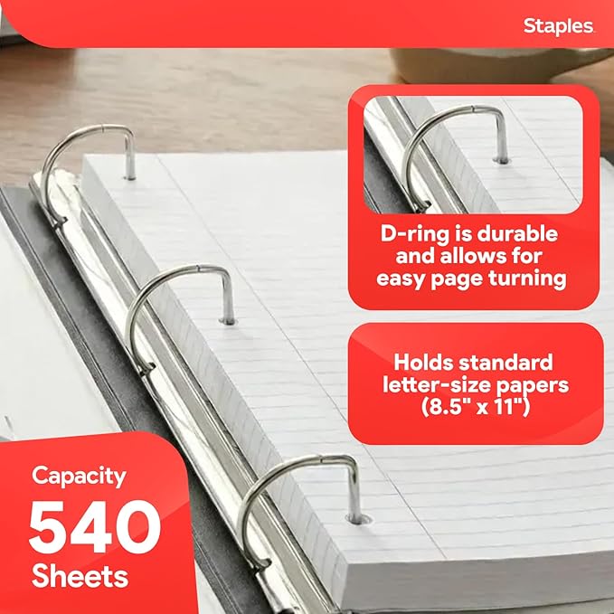 Staples Better Binder 2-Inch 3-Ring Binder, White – Heavy-Duty Binder for School & Office Organization
