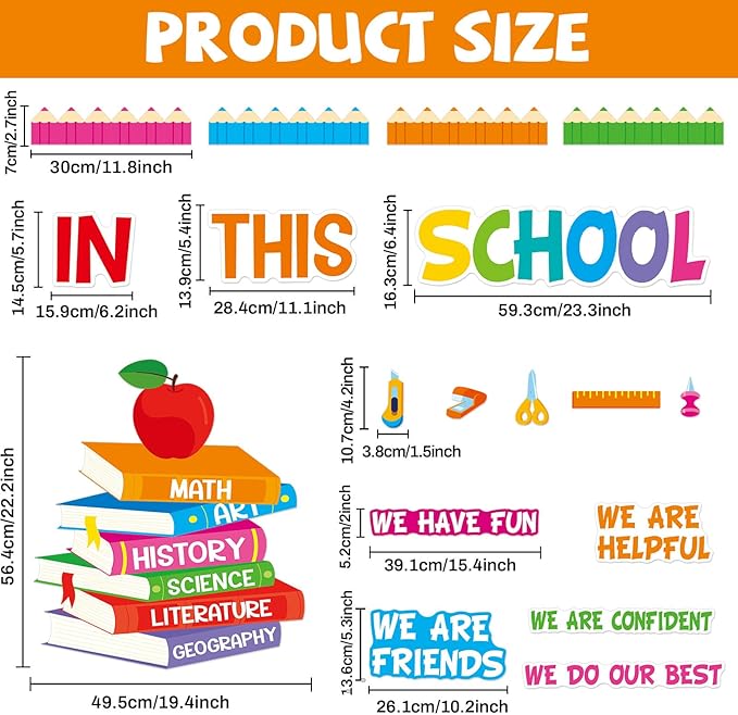 Motivational Bulletin Board Decoration Set Classroom Affirmation Station Bulletin Board in This School Classroom Cutouts for Back to School Elementary Home Wall Door Supplies
