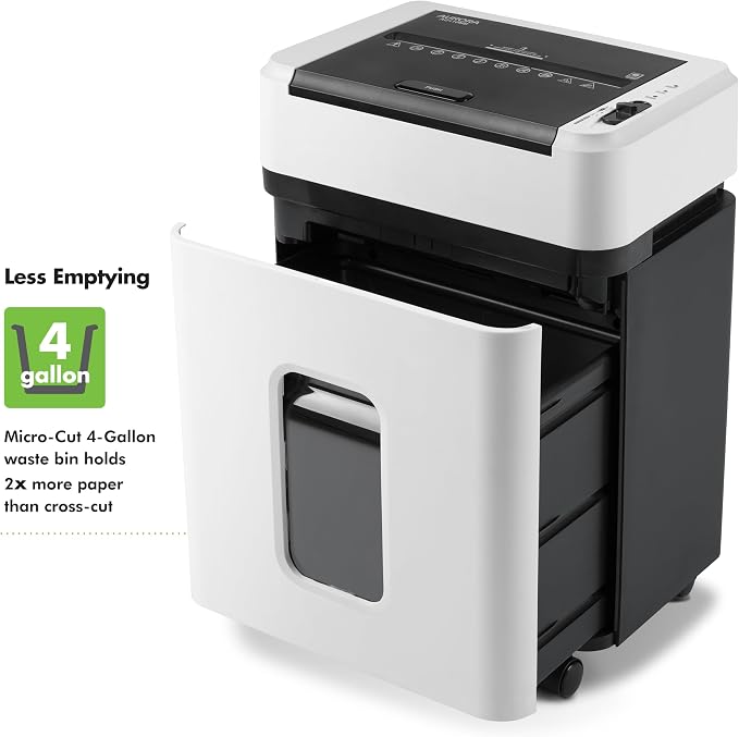 Aurora High Security AU110MB 110-Sheet Auto Feed Micro-Cut Paper and Credit Card Shredder with 4 Gallon Pullout Basket / 30 Minutes/Security Level P-4 (White/Black)