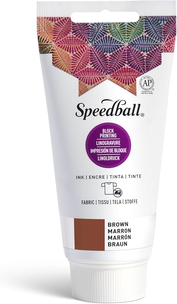 Speedball Fabric Block Printing Ink, 2.5-Ounce, Brown - Print on Textiles & Paper - Made in USA