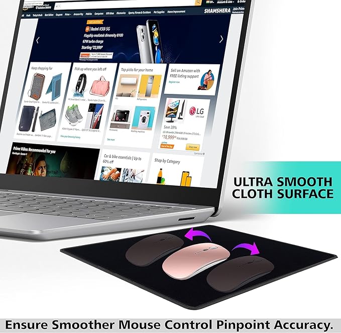 SaiTech IT 50 Pack Mouse Pad with Stitched Edges Non-Slip Rubber Base, Premium-Textured and Waterproof Mousepads Bulk, Mouse Pad for Computers, Laptop (8.66 x 7.1 Inch) - Black