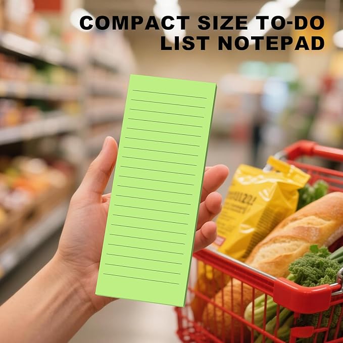 Magnetic Notepads Note Pads for Fridge with Full Magnet Back, 180 Sheets Green Lined Refrigerator Notepad, 30 Sheets Per Pad for Grocery List, Shopping List, Office, Home, To-Do Lists & Memos