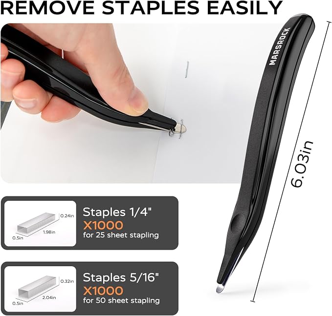 Marsrock Desktop Stapler, Swing-Arm Swivel Stapler, 50 Sheet Capacity, 2000 Staples and Staple Remover, Rotatable Heavy Duty Staplers for Office, Home, Classroom, Booklet, Book Binding,Black