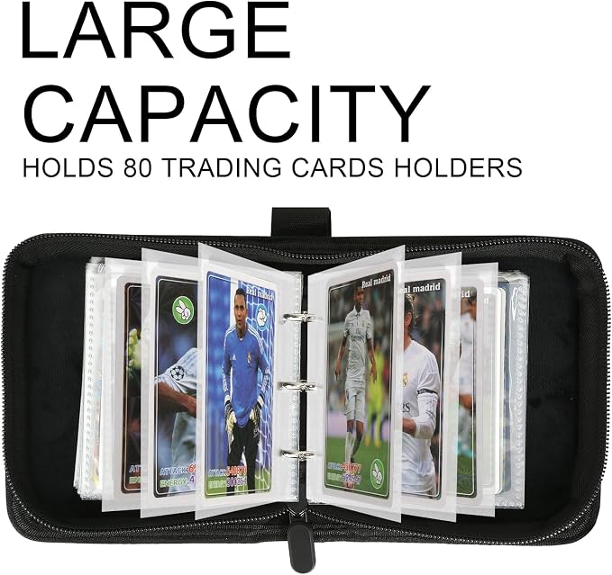 GERMUN Mini Card Binder 1 Pocket, 80 Pockets Trading Card Binder, Premium Small 2 Pocket Trading Card Collection Album Folder with 40 Sleeves Double Sided - Gifts for Kids (Black）