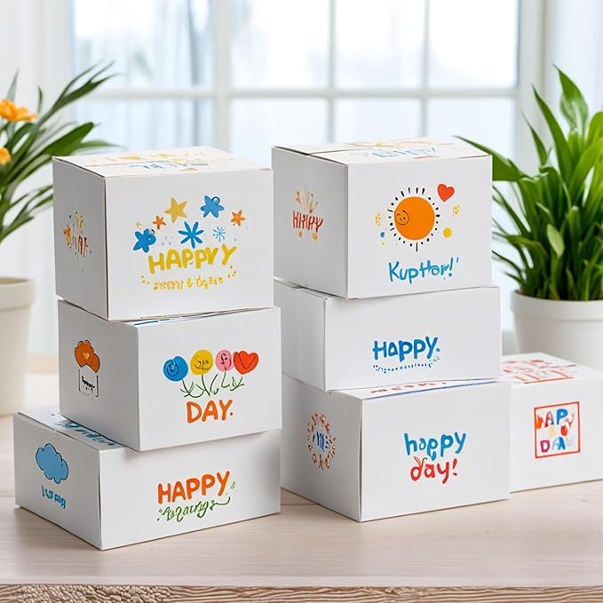 Shipping Boxes 5X5X5 Set of 40, White Corrugated Cardboard Box for Mailing Business Packaging