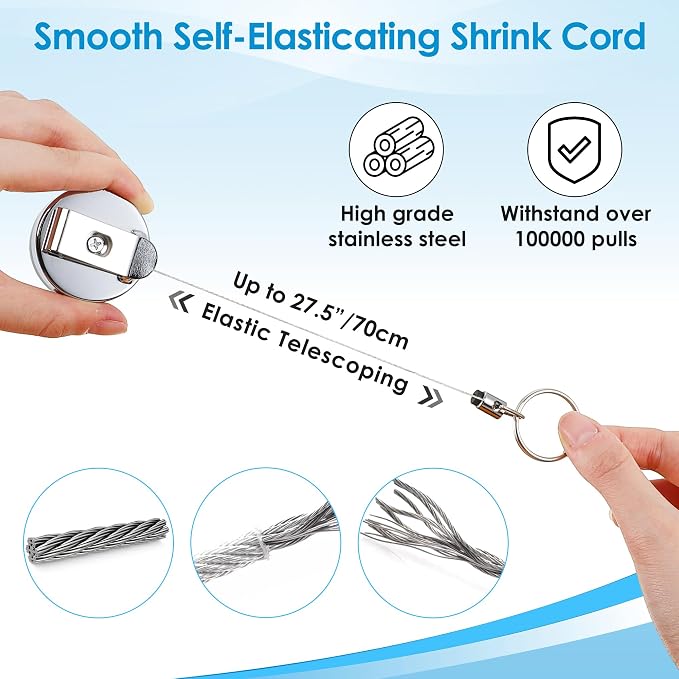 2 Pcs Heavy Duty Retractable Pull Pen Pencil Holder, 27.5 Inch Pen Lanyard Retractable with Belt Clip and Key Ring, Stretch Spring Pencil Holder for Carpenters, Construction Workers, Nurses, Waiters