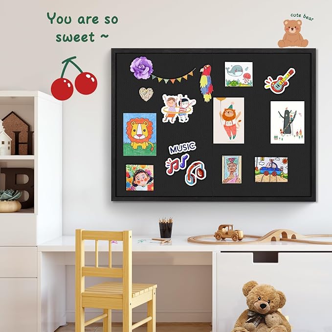 Miratino Large Bulletin Board, Cork Boards for Walls with Frame, Pin Display Board Vision Board for Home School Office Decor(Black)