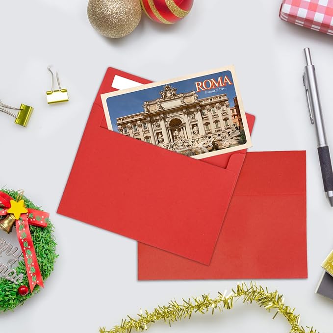 50Packs A4 Red Envelopes4x 6 Inch Card Envelopes,Self Seal for Weddings, Greeting Cards，Mailing， Invitations, Photos, Postcards