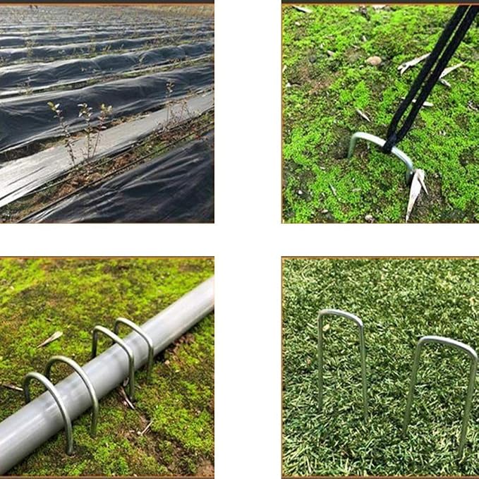 Landscape Staples 12 Inch 8 Gauge Anti-Rust Galvanized Fence Stakes | Landscape Pins Heavy Duty for Secure Lawn Fabric, Weed Barrier Fabric, Ground Cover, Dripper Irrigation Tubing Soaker Hose