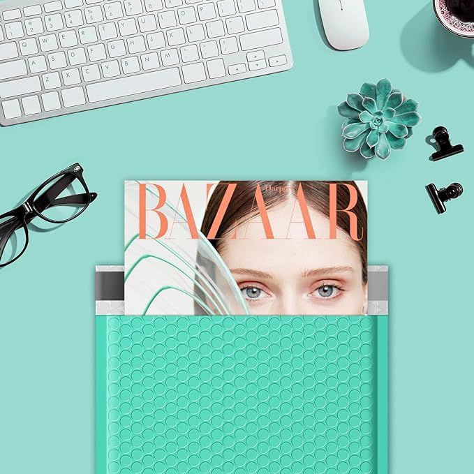 Fuxury Bubble Mailers 8.5x12 Inch Teal Padded Envelopes 40 Pack Large Bubble Envelopes Self Seal Usable Size 8.5x11" Thick Padded Mailer for Small Business Packaging, Mailing #2