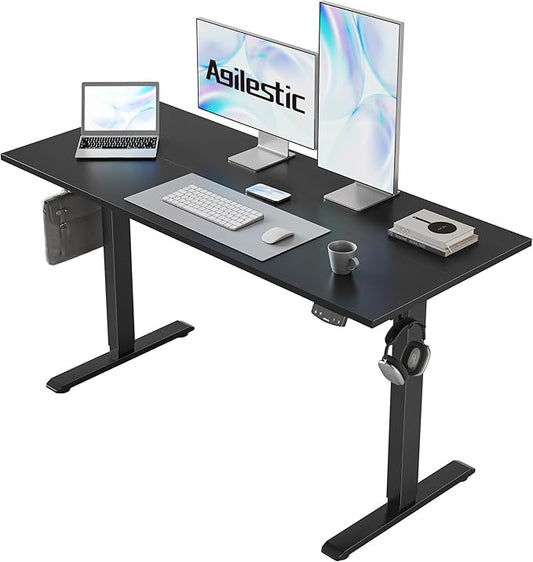 Agilestic Electric Standing Desk, 48 x 24 Inches Height Adjustable Desk, Sit Stand up for Work Office Home, Ergonomic Rising Computer Table with Memory Preset, Black