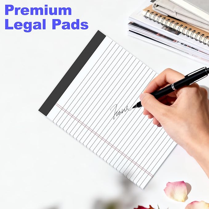 3 Pack White Legal Pads 8.5 x 11 Inch, Wide Ruled Notepads Lined Memo Note Pads, 8.5x11 Inch Micro Perforated Writing Pads 30 Sheets Per Pad for Work Study Daily Note Taking List