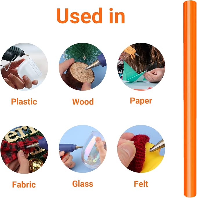 Orange Hot Glue Sticks, 36 Pack Mini Hot Melt Glue Sticks Colored, High Low Temp Adhesive Glue Sticks for Crafts, Christmas Decoration, Art, DIY, Bonding Gluing Project, 4" Long x 0.27" Dia
