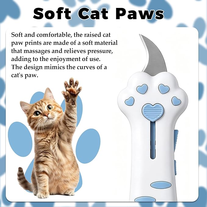 Cat Paw Retractable Box Cutter — Cute Kawaii Utility Knife | Portable Cat Claw Knife with Handle,Multifunctional Mini Utility Knife for Boxes Envelopes,Packages,Lock+One-Click Retract