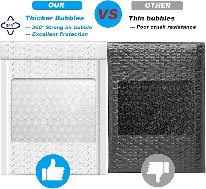 Bubble Mailers 8.5x12 Inch 500 Pack, Waterproof Thick Padded Envelopes, Self Seal Bubble Envelopes, Envelope Mailing Bags for Small Business, Shipping, Mailing, Boutique Packaging