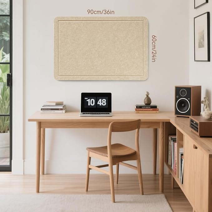 Felt Bulletin Board 36x24 inches, Decorative Pin Board for Home & Office | Cork Board Alternative for Wall with Push Pins, Display Mood Board for Photos, Notes & Reminders