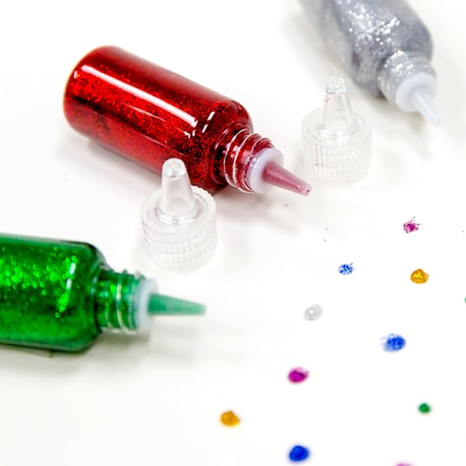 BAZIC Products Classic Glitter Glue, 6 Colors, 0.67 Oz, 72-Case | washable and non-toxic, classic glitter glue tubes, 0.67 Oz each, glue and glitter in one
