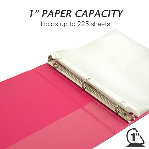 Samsill Durable 1 inch 3 Ring Binder, D Ring Binder, 100% Recycled Chipboard, Island Assortment, 6 Pack
