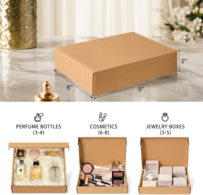 9x6x2 inches Shipping Boxes Set of 50, Corrugated Cardboard Boxes Literature Mailer Boxes Gift Boxes Small Boxes for Shipping Wrapping Mailing Packaging Small Business, Brown