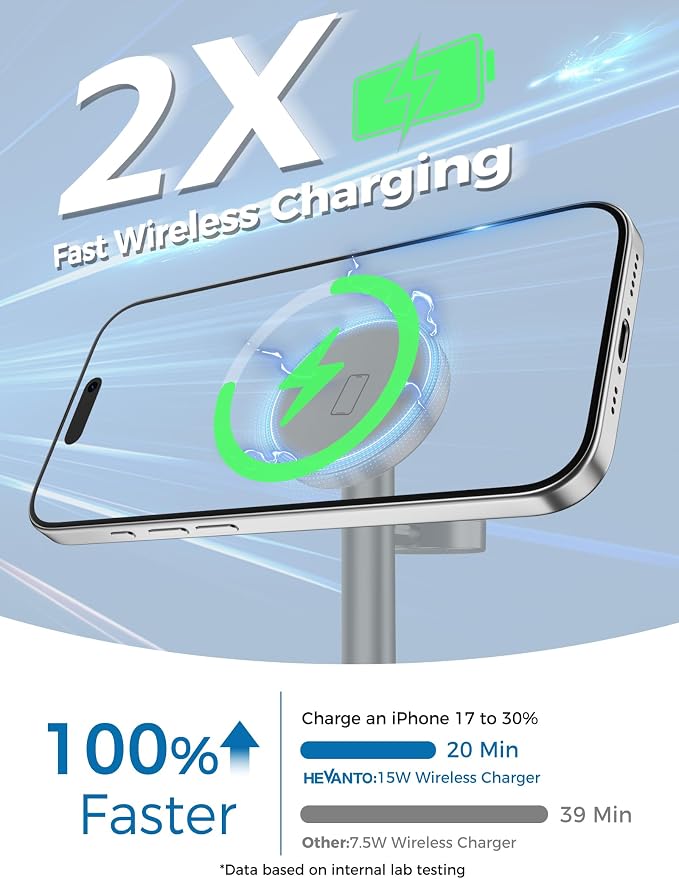 2026 3 in 1 Wireless Charging Station for Apple MagSafe Charger, 15W Fast Magnetic Mag-Safe Charger Stand for iPhone 17 16 15 14 13 12 Apple Watch AirPods Series, DeepGrey