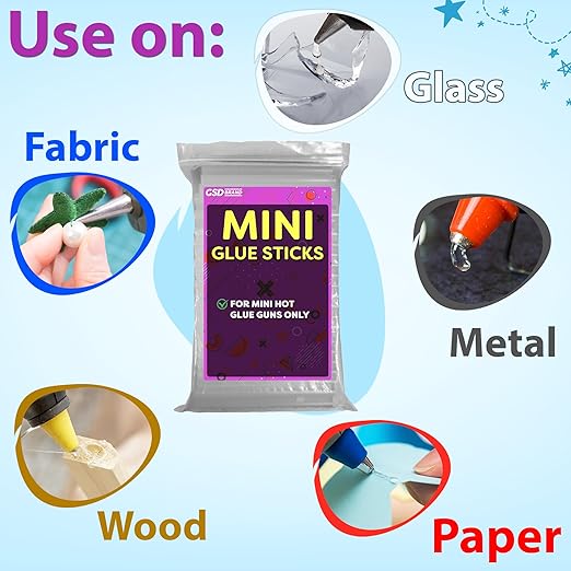 Mini Hot Glue Sticks for Glue Gun - 4 Inch x 0.27 Inch - Small Clear Sticks Bulk - Ideal for Craft Projects - Bonds to Wood, Glass, Metal, Paper and More - 200 Pack