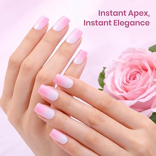 Beetles Tipex Lite Pre-Built Apex Nail Tips, Square XS Short, 256pcs Value Pack, 16 Sizes | 00-14, Flat-Nail Friendly Acrylic Tips for Natural Nail Beds, Easy for Beginner DIY