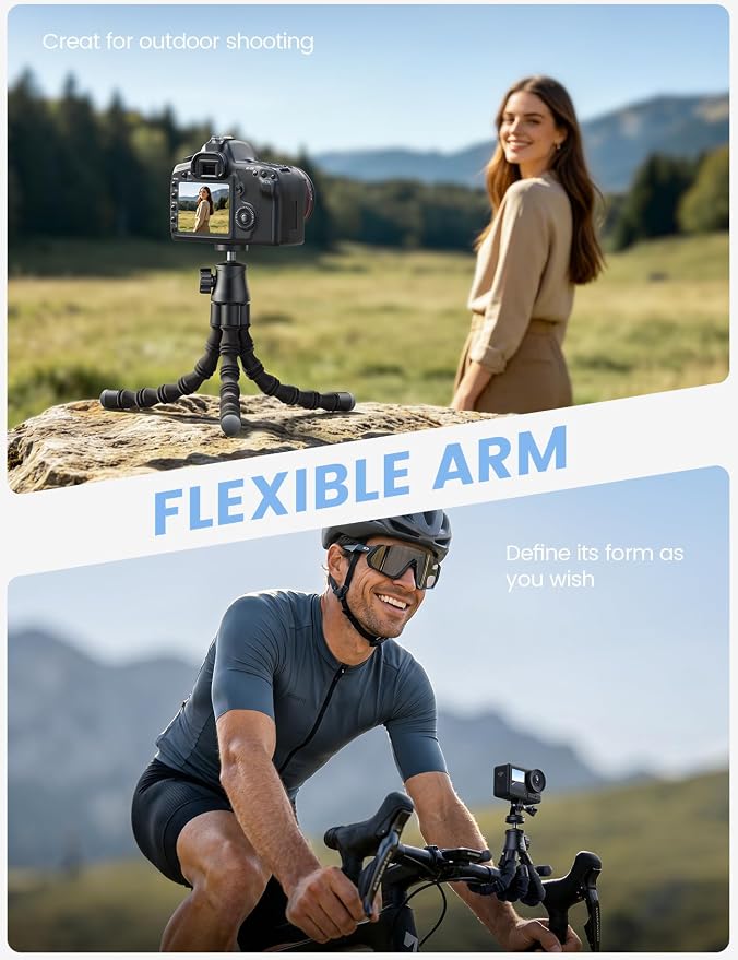 Lamicall Tripod for iPhone with Wireless Remote for iPhone Gopro Camera | Ultra-Stable, Mini Flexible Phone Stand for Recording with 1/4'' Screw, Cold Shoe for Pocket 3/4 fit Travel Content Creation