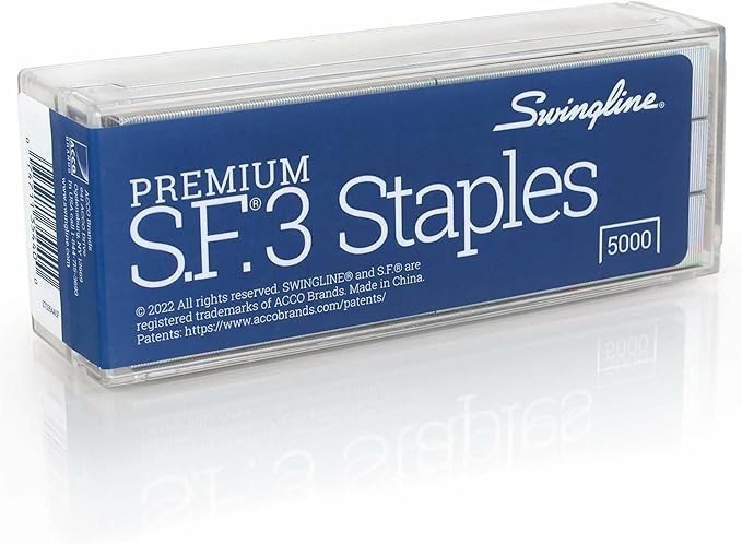 Swingline Staples, S.F. 3, Premium for Desktop Staplers, 1/4" Length, 105/Strip, 5000/Box, Jam Free, Half Strip (35440)