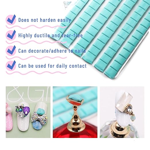 Nail Putty for Stand & Art, Reusable Clay Adhesive Poster Putty DIY Professional Nail Tips Manicure Tool for Posters, Frames, Handles, Art, Photography (Green)
