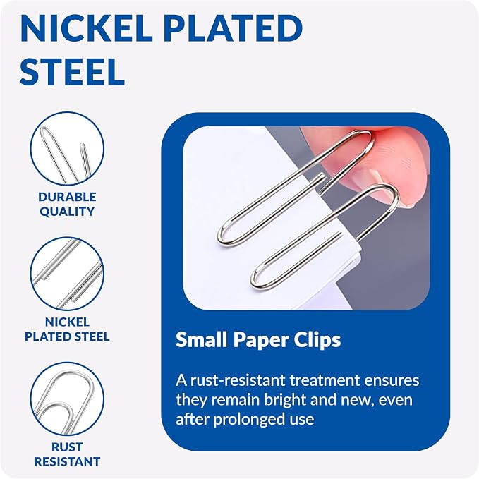 Small Paper Clips, 1.1 Inch Paper Clip, 300 pcs Paperclips (Small, Silver)