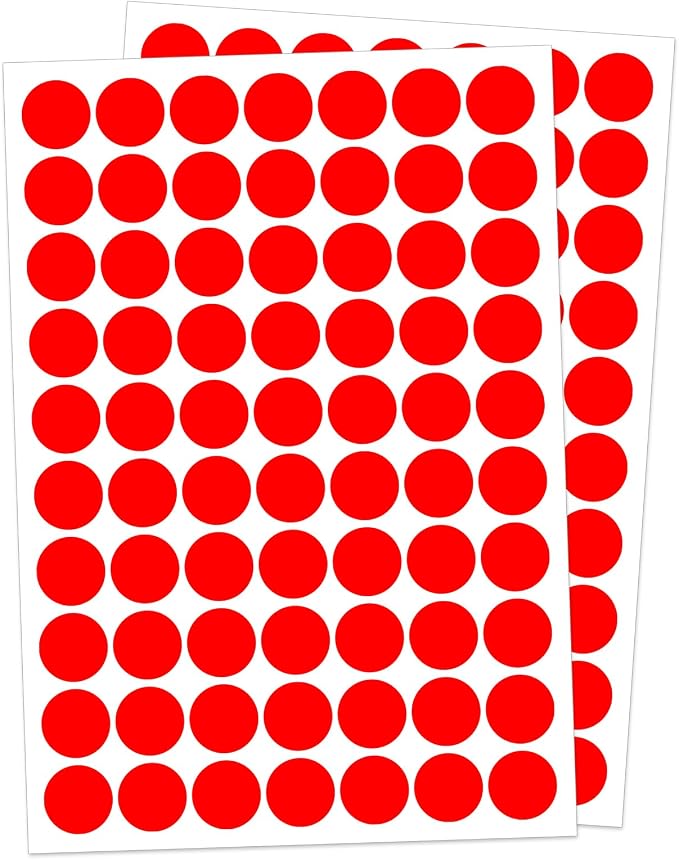 1" Red Dot Stickers 1050 PCS Circle Round Colored Coding Label | Used for manual labor in kindergartens, garage yard price sales, organizing activity color groups,marking spice bottles