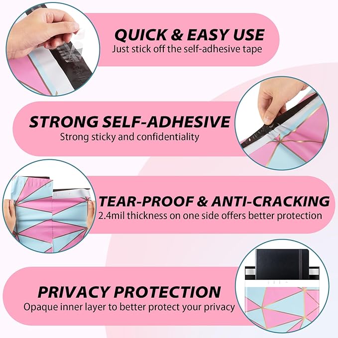 Oududianzi 100PCS Poly Mailers 10x13, Waterproof Shipping Bags, Thick Mailing Bags, Mailers Poly Bags, Shipping Envelopes, Cute Packaging Bags for Online and Offline Small business