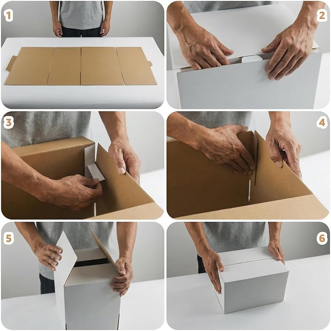 10 Pack 12x12x12 Shipping Boxes for Small Business, White Corrugated Cardboard Small Box for Packaging, Moving, Mailing, and Storing