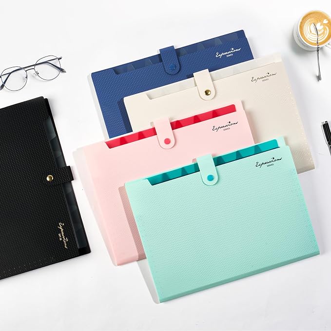 Sooez Accordion File Organizer 8 Pocket, Expanding File Folder with Labels | Folders for Document, Portable Paper Bill Receipt Organizer for Home School Office College Supplies, Letter Size, Grey