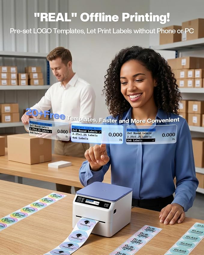 Phomemo Bluetooth Shipping Label Printer 4x6 with Scale | D422S Label Printer & Scale All-in-One, Thermal Printers with Built-in Label Holder, Compatible with UPS, USPS, TikTok